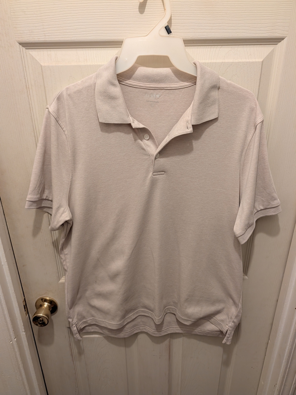 J. Crew Men's Polo Shirt - Light Beige Size Lg